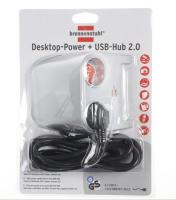 DESKTOP-POWER-PLUS DESKTOP MET USB-2.0-HUB MET 5 V-BUS, 2-VOUDIG ZILVER 1,8M
