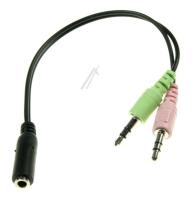 HEADSET ADAPTER, 3,5 MM JACK CONTRA 4POL > 2X 3,5 MM 3 POL.